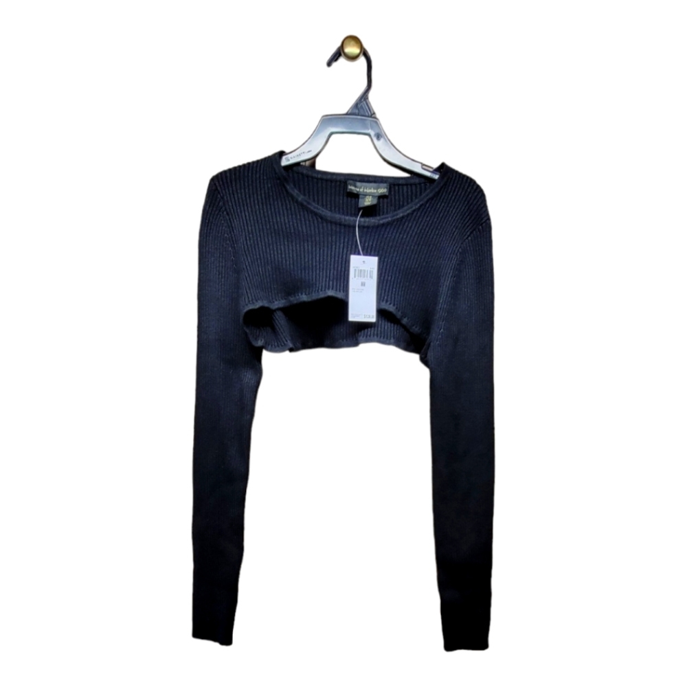 NWT House of Harlow 1960 Black‎ Cropped Sweater Top Medium